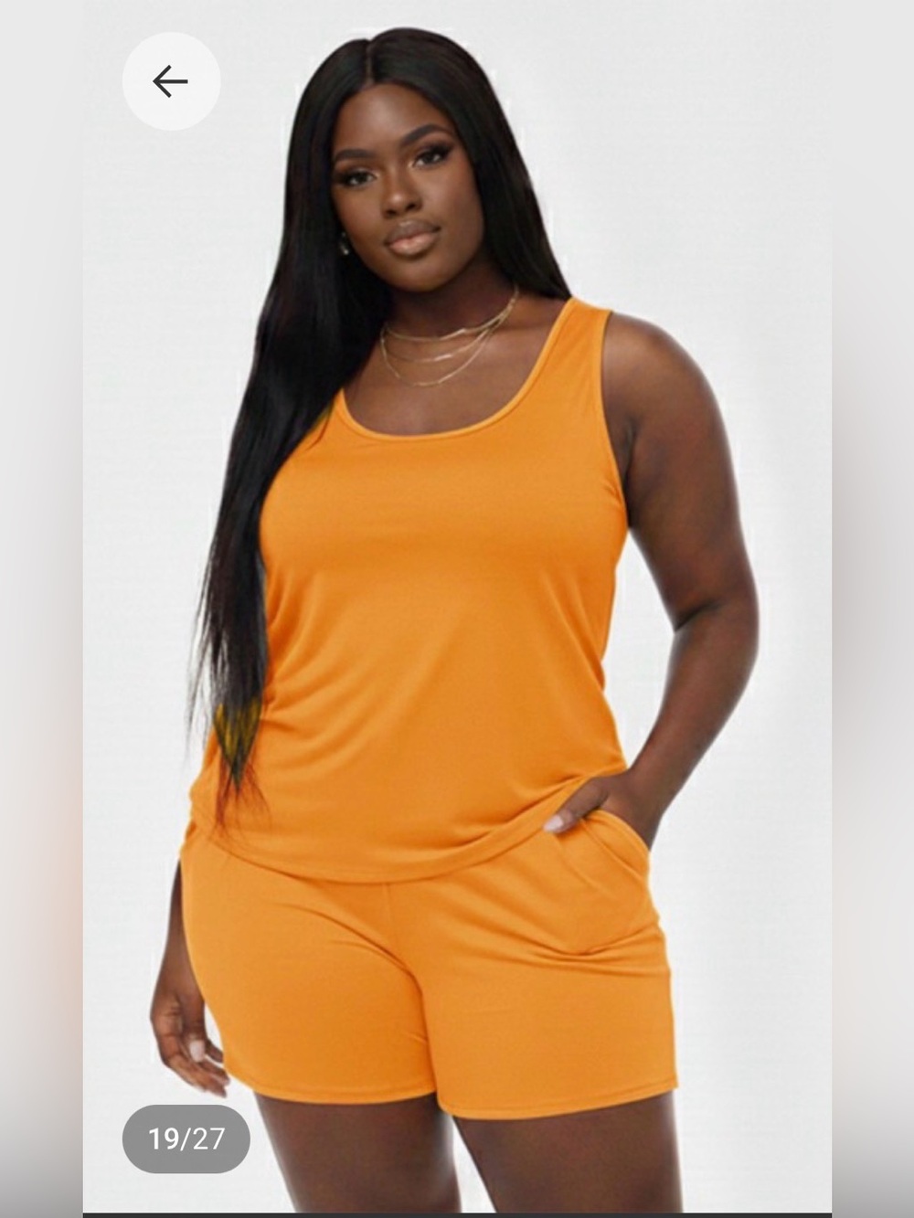 Vibrant Orange Tank Top and Matching Shorts Set